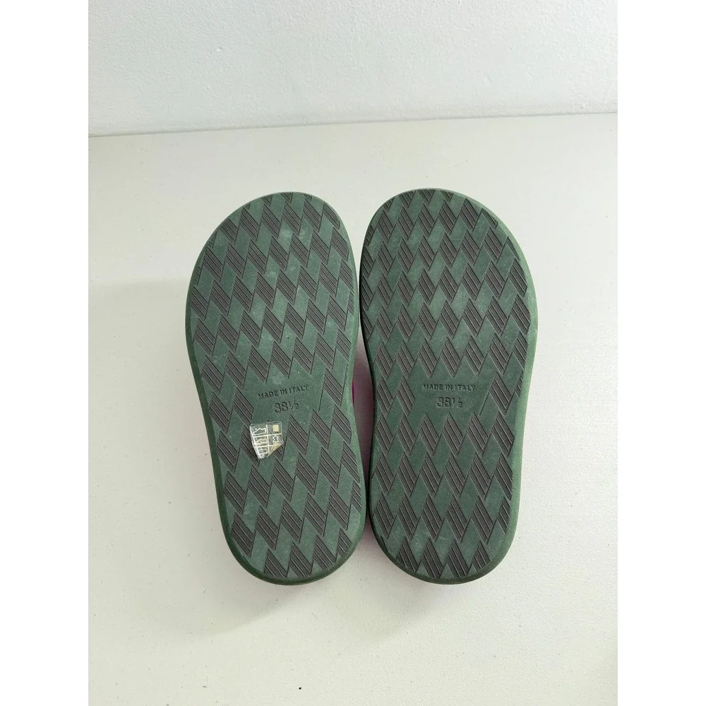 The Attico Padded Platform Flip Flop Sandals Pink Satin Brown Green Size EU 38.5
